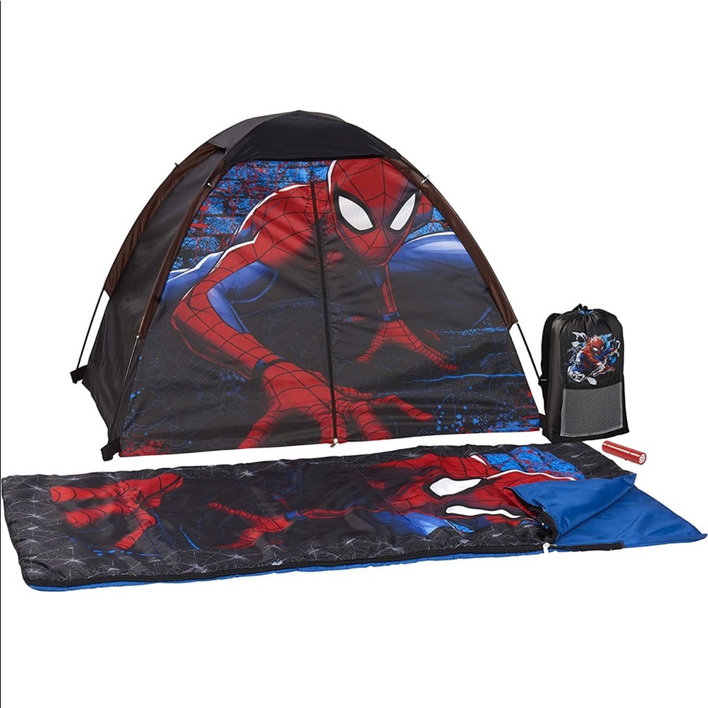 Spider-Man tent and sleeping bag